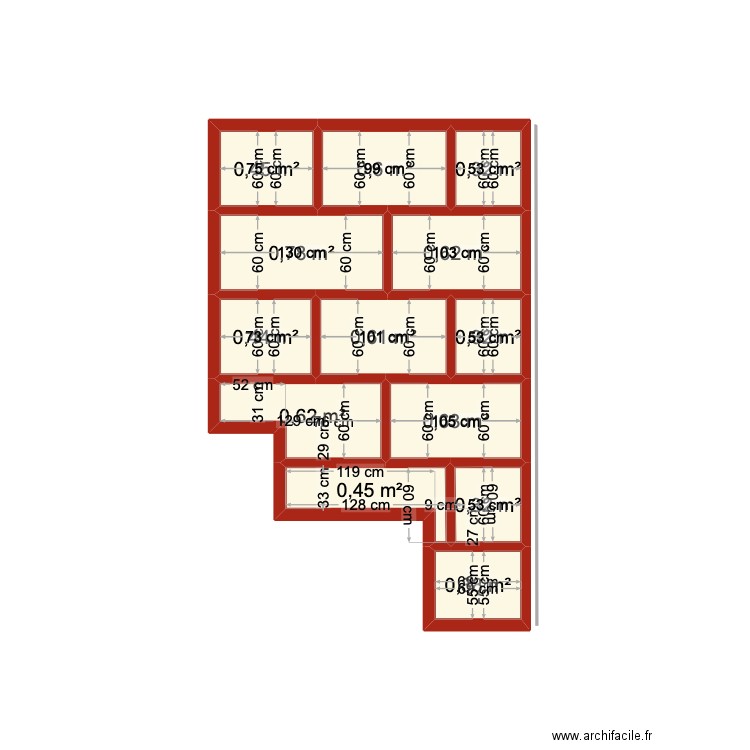 Valerie sol . Plan de 13 pièces et 7 m2