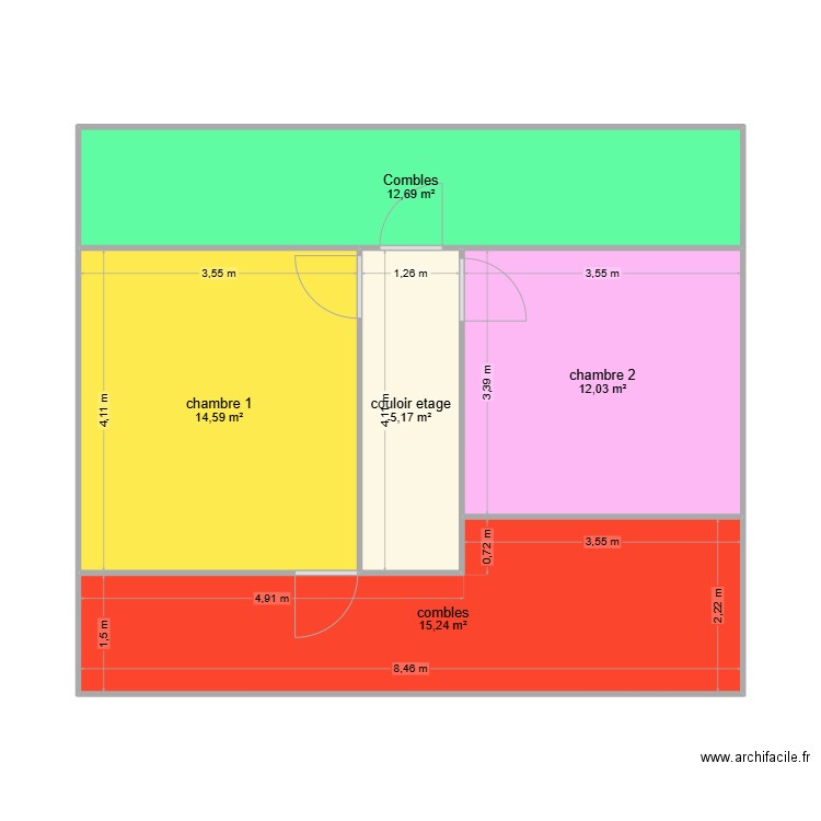 etage maison marange. Plan de 5 pièces et 60 m2
