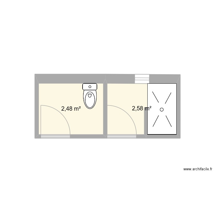 salle de bains. Plan de 2 pièces et 5 m2
