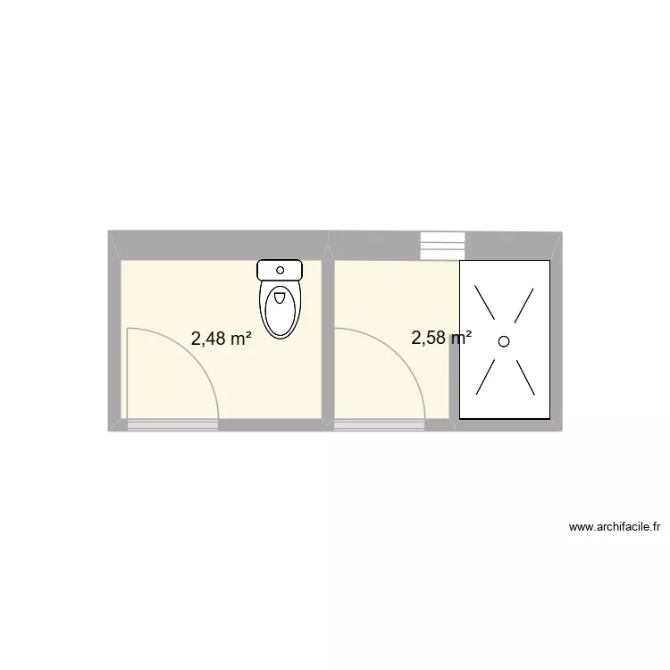 salle de bains. Plan de 2 pièces et 5 m²
