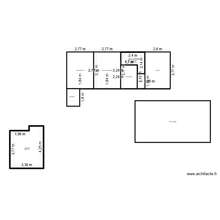 maison. Plan de 2 pièces et 17 m²