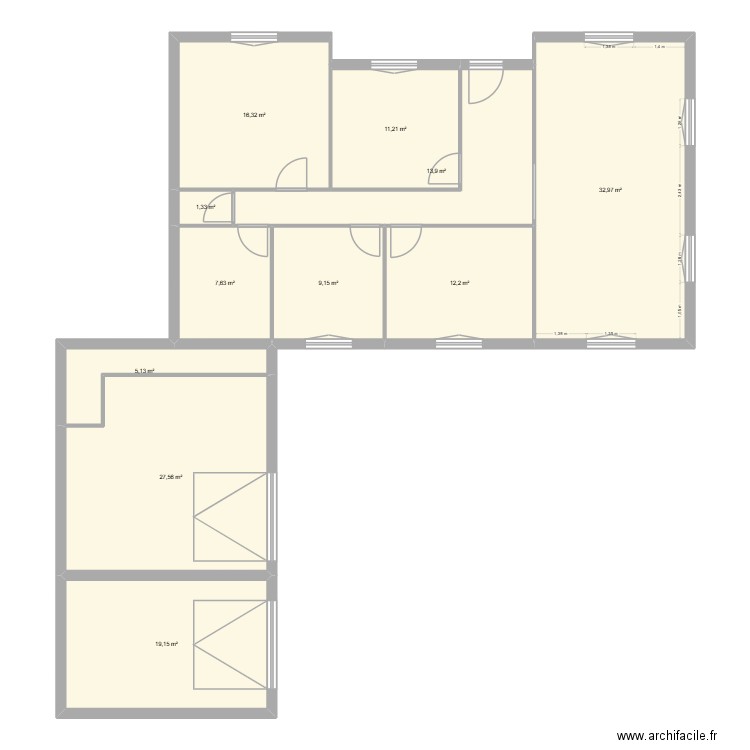 bettancourt. Plan de 11 pièces et 157 m2