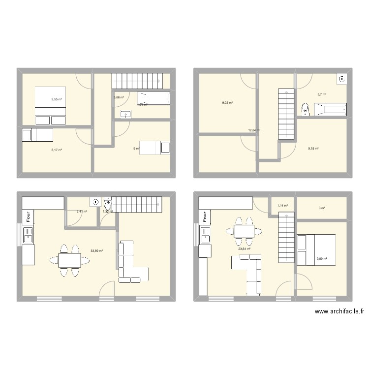 34 pigalle. Plan de 16 pièces et 148 m2