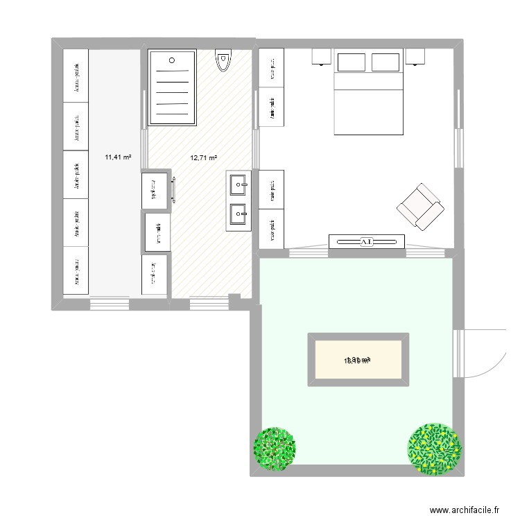 SOUCHE ETAGE 07 25. Plan de 4 pièces et 47 m2