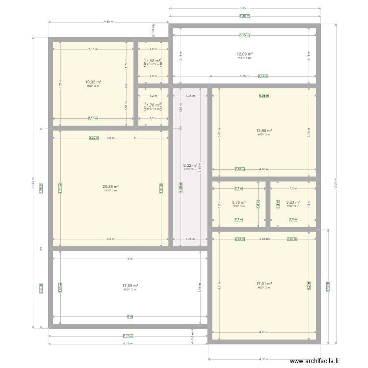 plan de vincent V2. Plan de 11 pièces et 110 m2