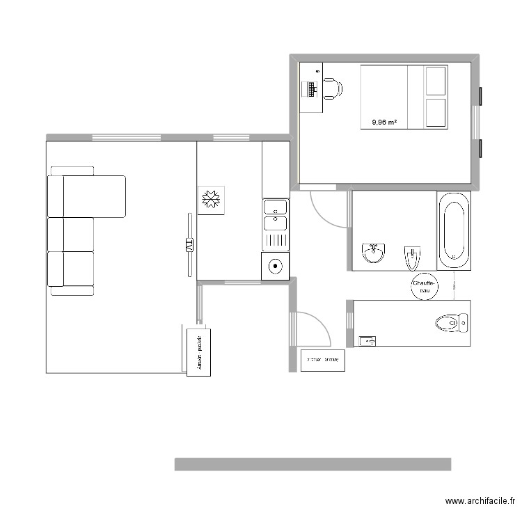 Van Gogh. Plan de 1 pièce et 10 m2