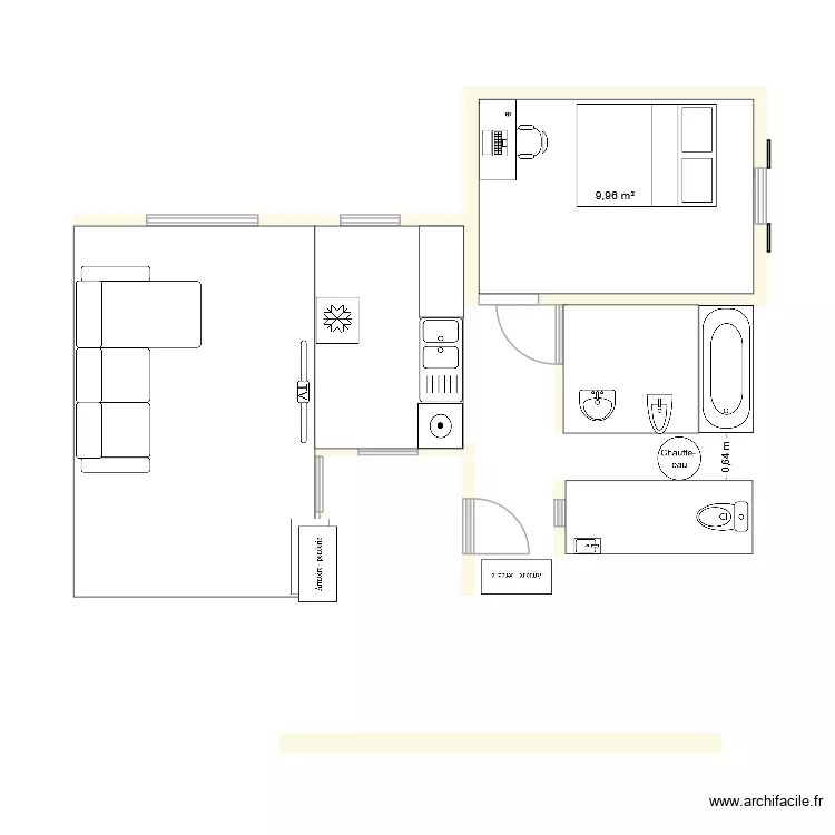 Van Gogh. Plan de 1 pièce et 10 m²