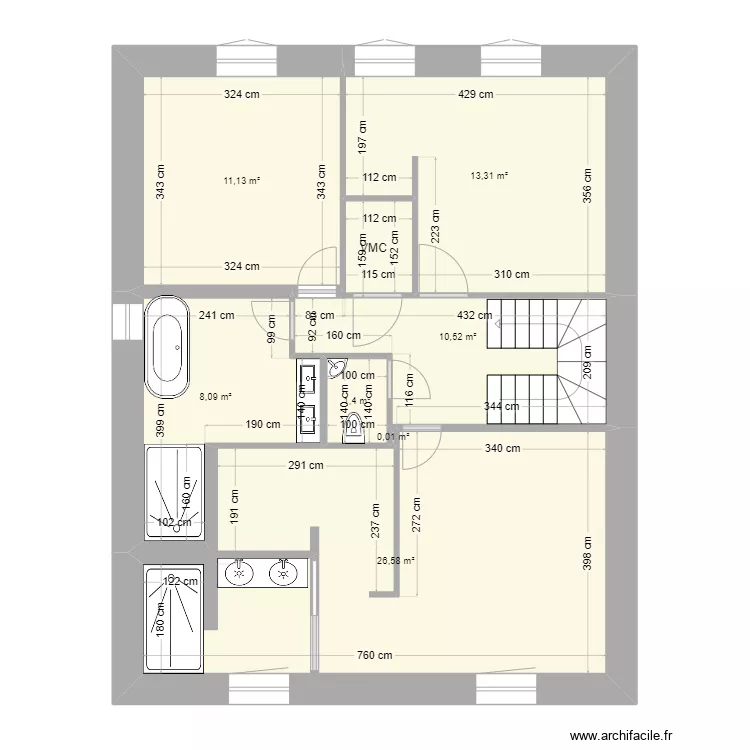 1er 12/05/24 après traçage cloisons. Plan de 1er 12/05/24 après traçage cloisons. Plan de