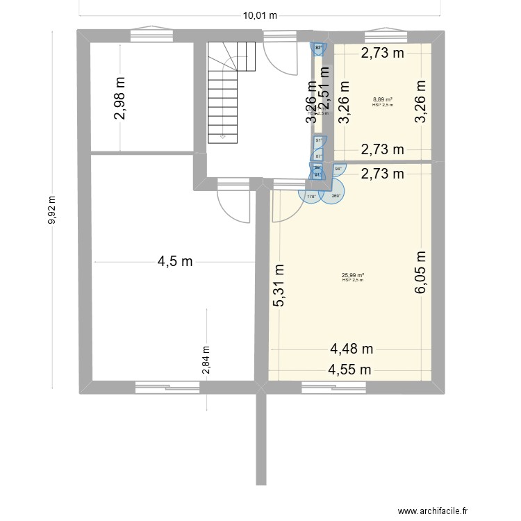 Maison Esquibien projet de sept 2025. Plan de 3 pièces et 36 m2