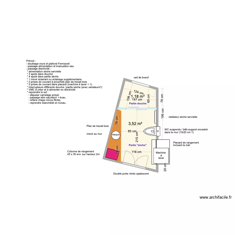 Projet am&eacute;nagement r&eacute;novation SdE /50pV. Plan de 