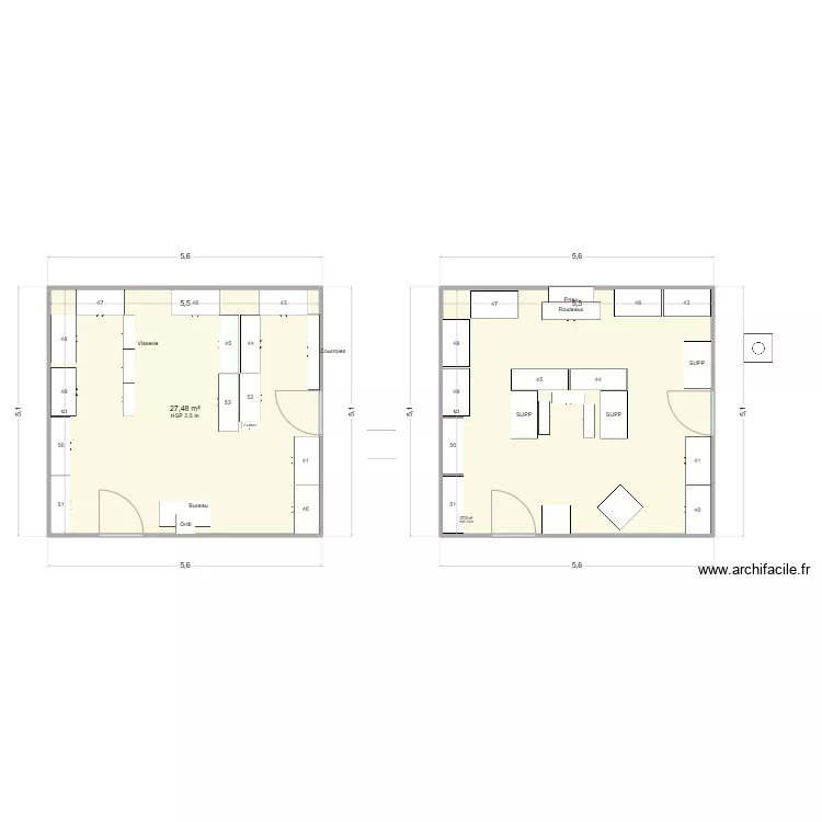 Agencement opti&ugrave;is&eacute; vf3. Plan de 