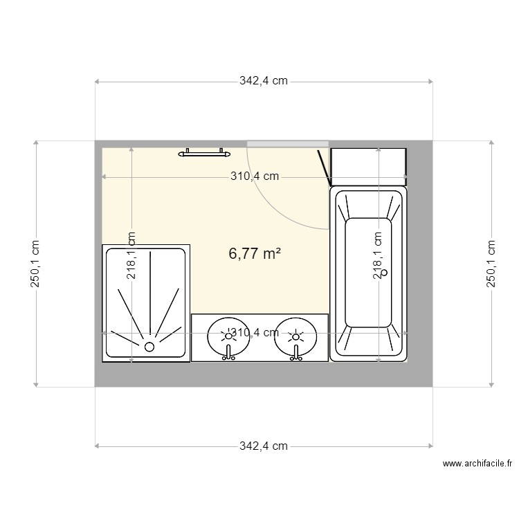 SALLE DE BAIN 2. Plan de 1 pièce et 7 m2
