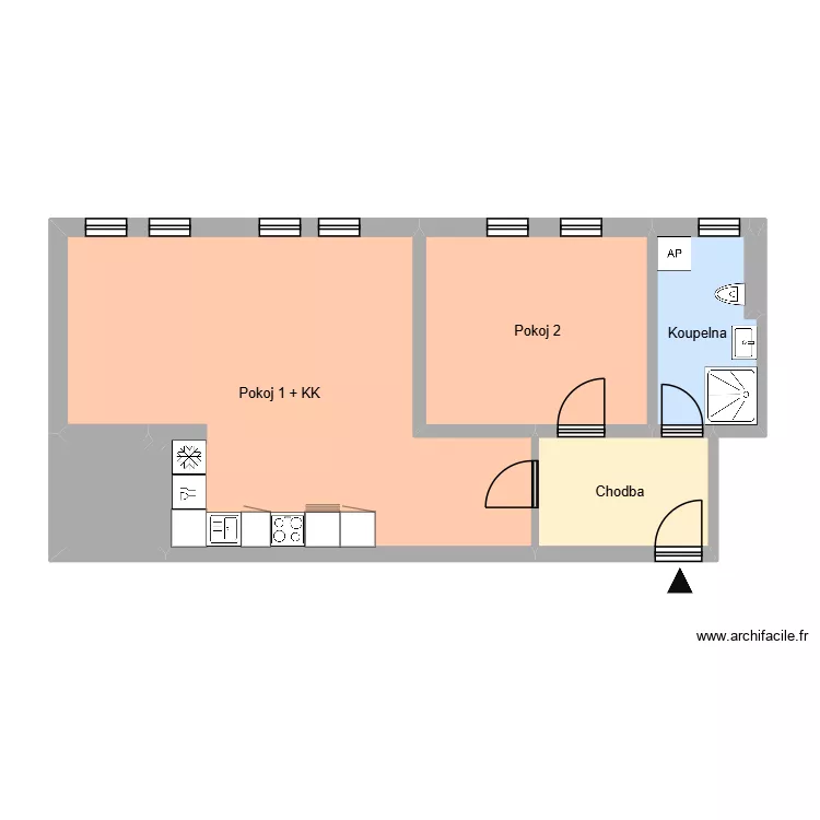 n&aacute;m. Boženy Němcov&eacute; 659, byt 26. Plan de 6  et 58 m²