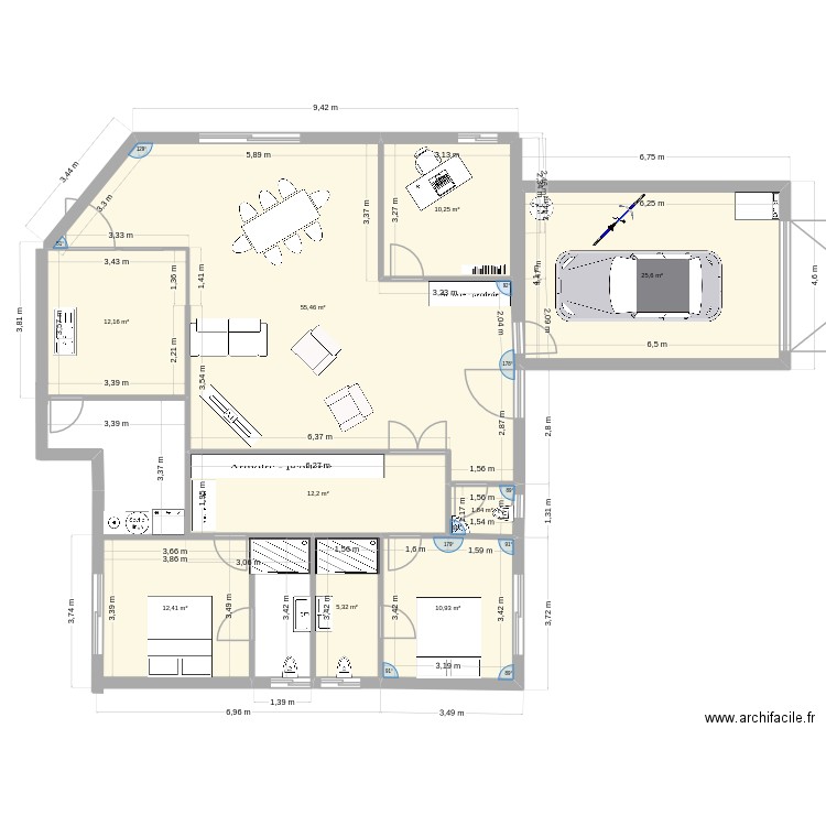 maison future. Plan de 9 pièces et 146 m2
