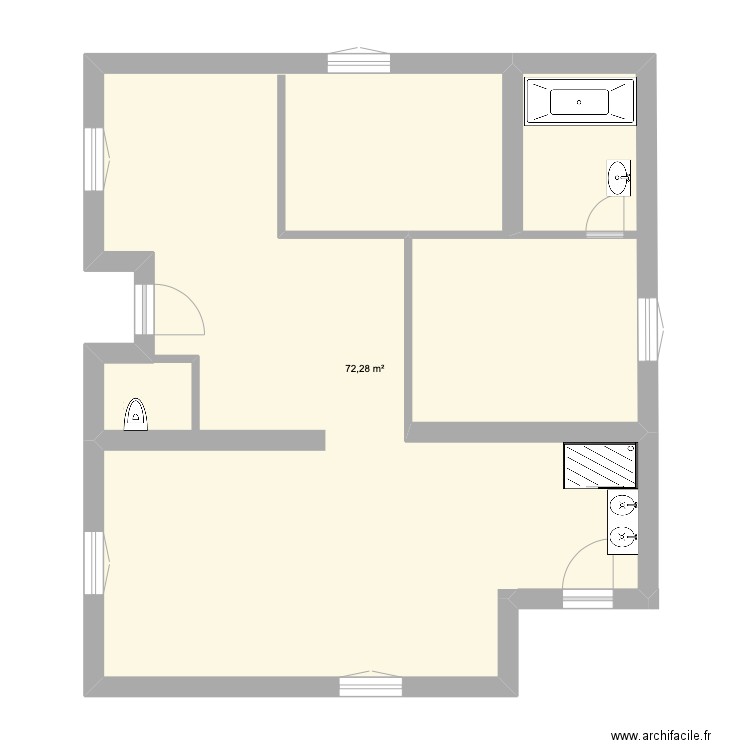 2e étage. Plan de 1 pièce et 72 m2