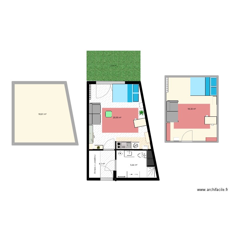 Le Raincy. Plan de 6 pièces et 68 m2
