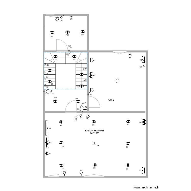 tui3. Plan de 2 pièces et 61 m2
