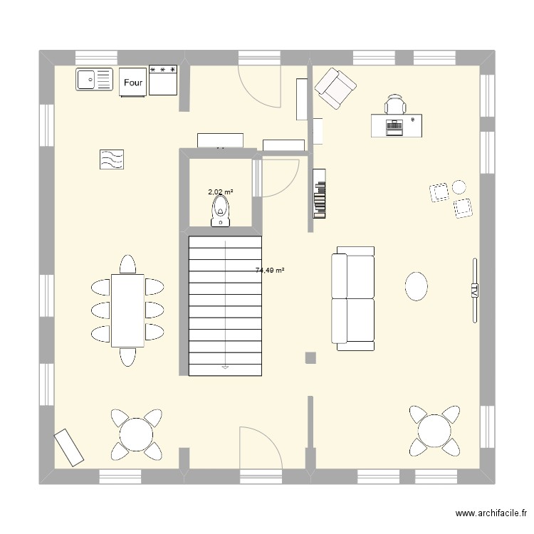 plan 16/04. Plan de 2 pièces et 77 m2