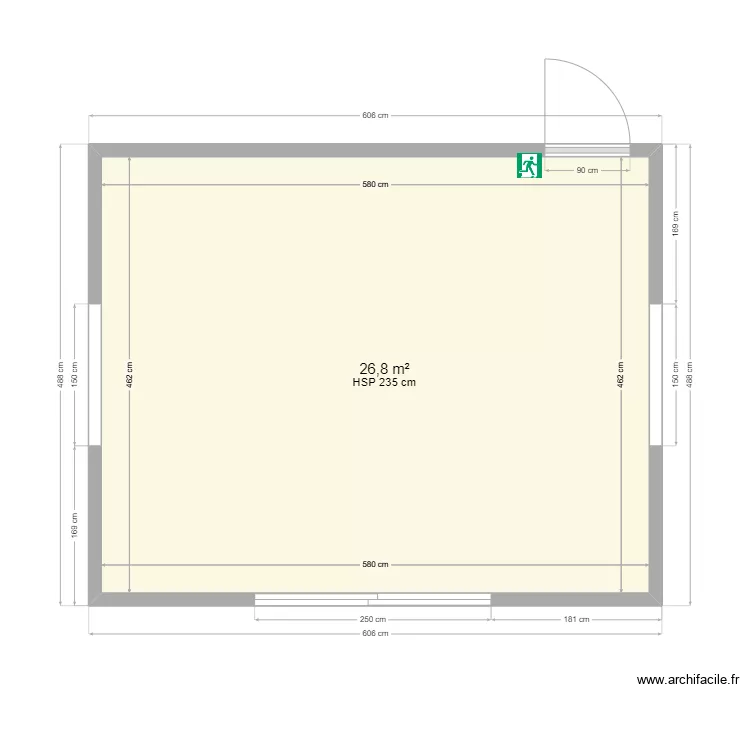 Salle de sport 27m&sup2;. Plan de 