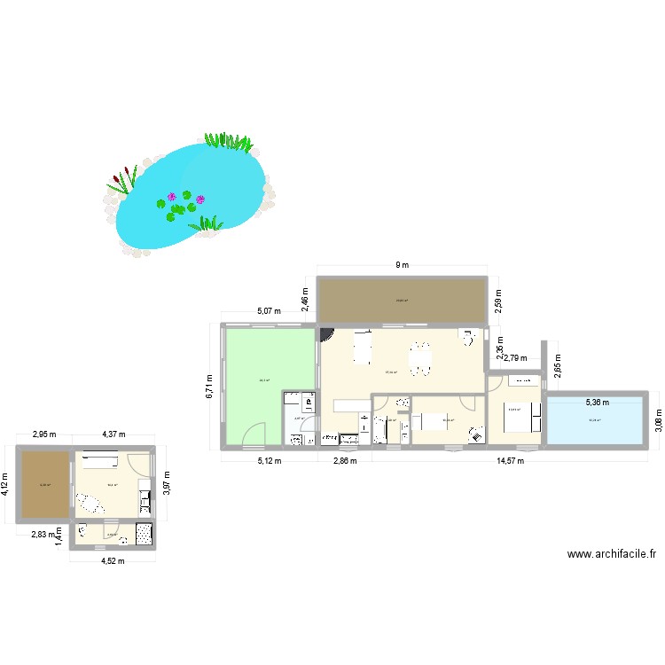 Bergerac. Plan de 11 pièces et 166 m2
