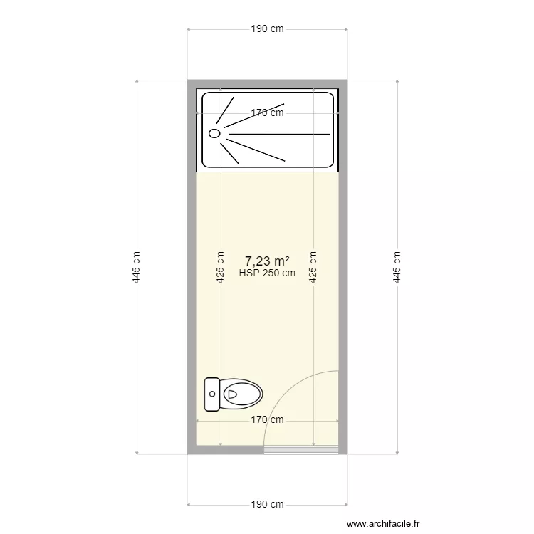 DENYS. Plan de 1 Pièce et 7 m²