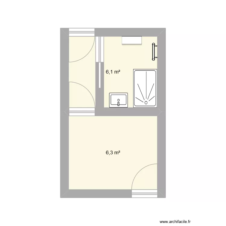 agrandissement sdb. Plan de 2  et 12 m²
