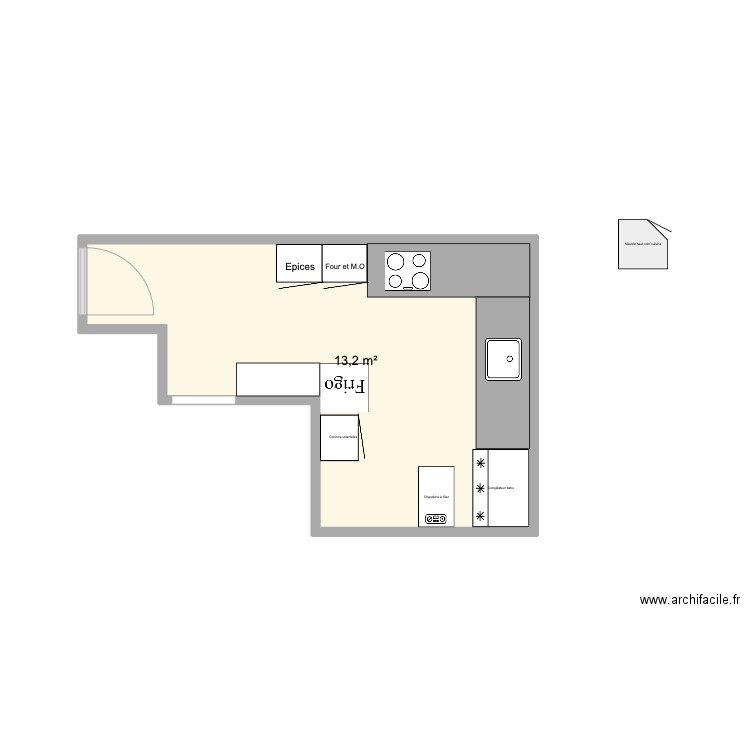 Projet cuisine Ludo Christelle. Plan de 1 pièce et 13 m2