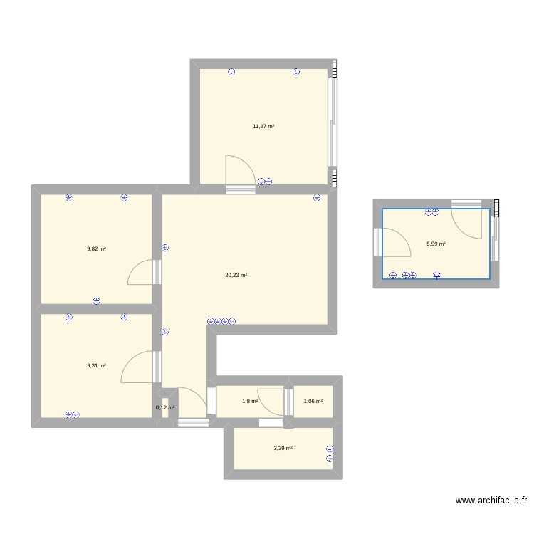 Appartement Valence. Plan de 9 pièces et 64 m2