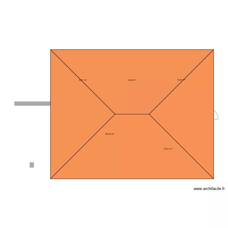 koukoulou. Plan de 5  et 72 m²