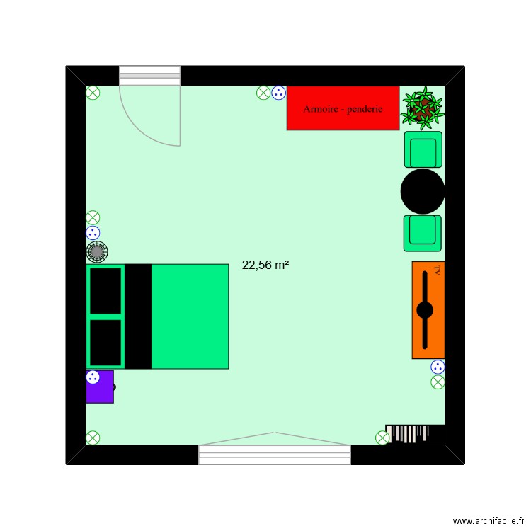 ant. Plan de 1 pièce et 23 m2