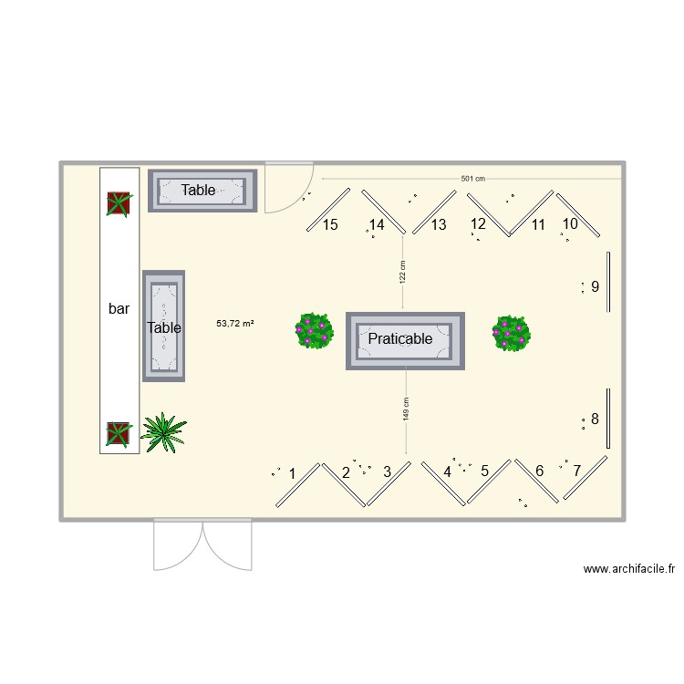 plan expo salle Guffroy. Plan de 1 pièce et 54 m2