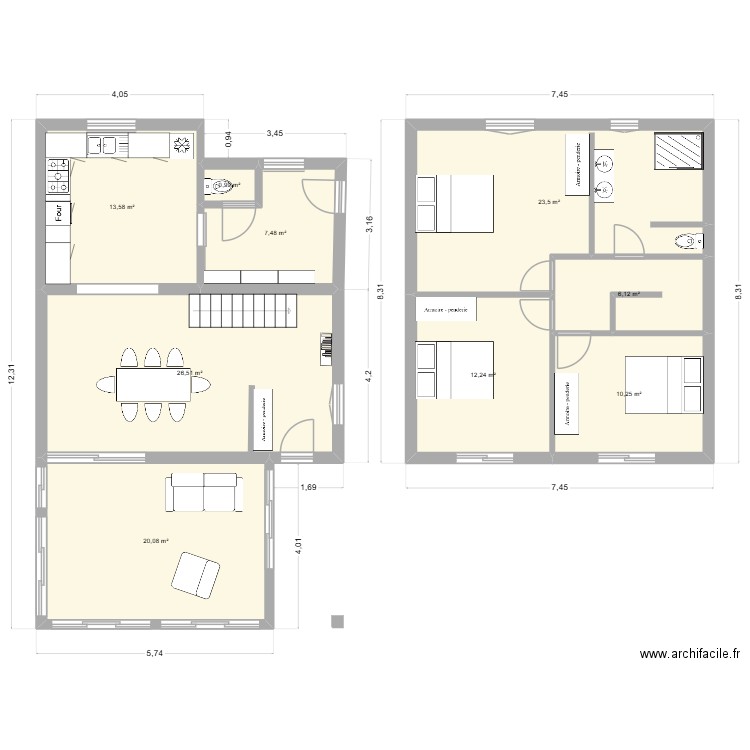 pimpaneau. Plan de 9 pièces et 121 m2