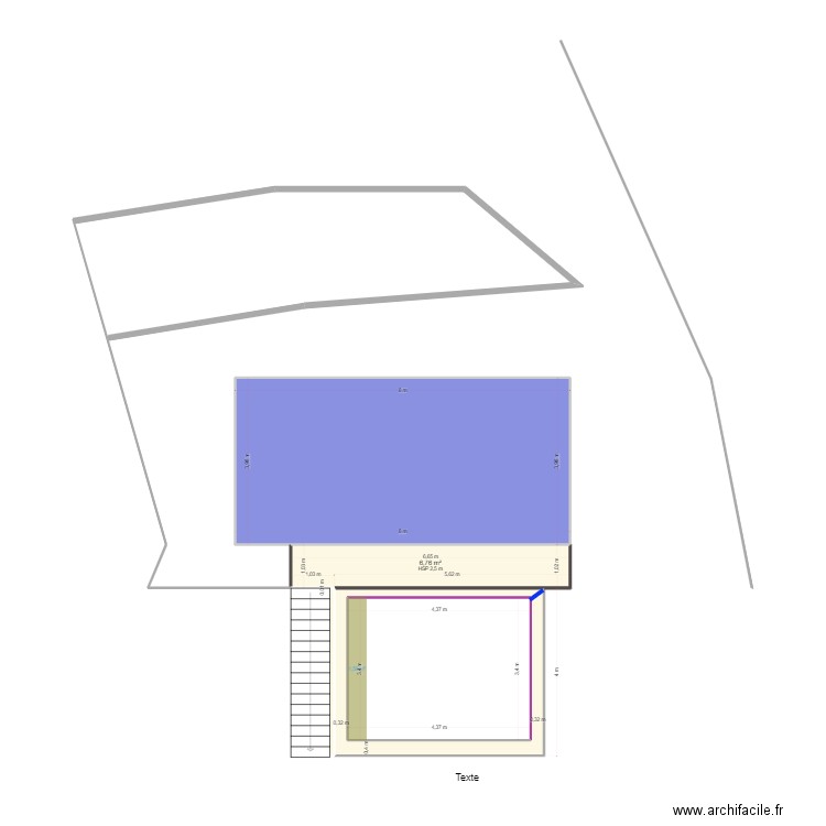 Strépy piscine. Plan de 5 pièces et 78 m2