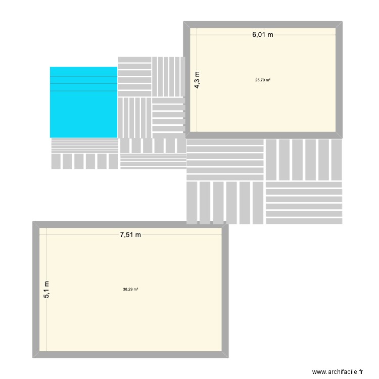 Serviers Juillet 25. Plan de 2 pièces et 64 m2