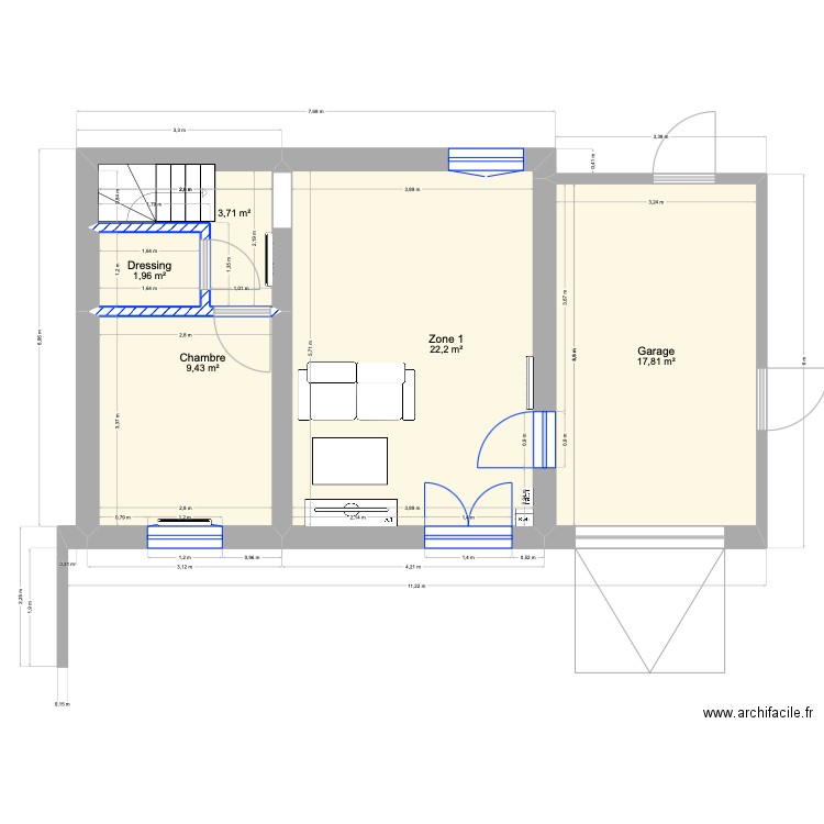 Appartement 4. Plan de 5 pièces et 55 m2