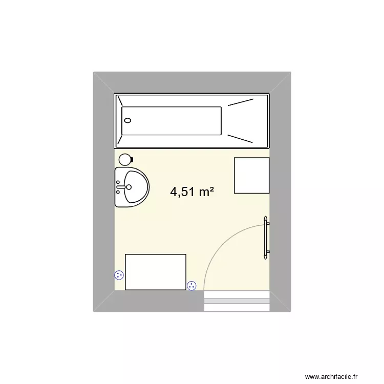 sdb. Plan de 1 Pièce et 5 m²