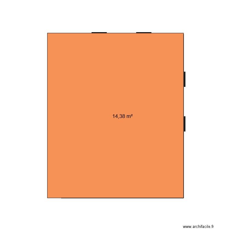 fab. Plan de 1 pièce et 14 m2