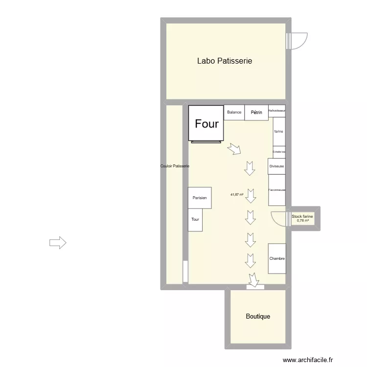 labo. Plan de 5 pièces et 79 m²