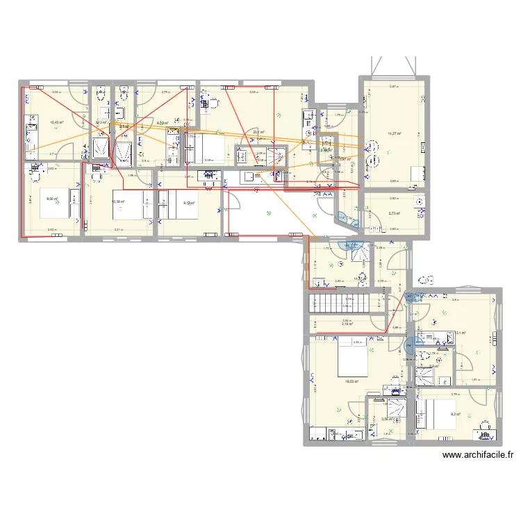 leon boll&eacute;e sdb2. Plan de 19  et 169 m²