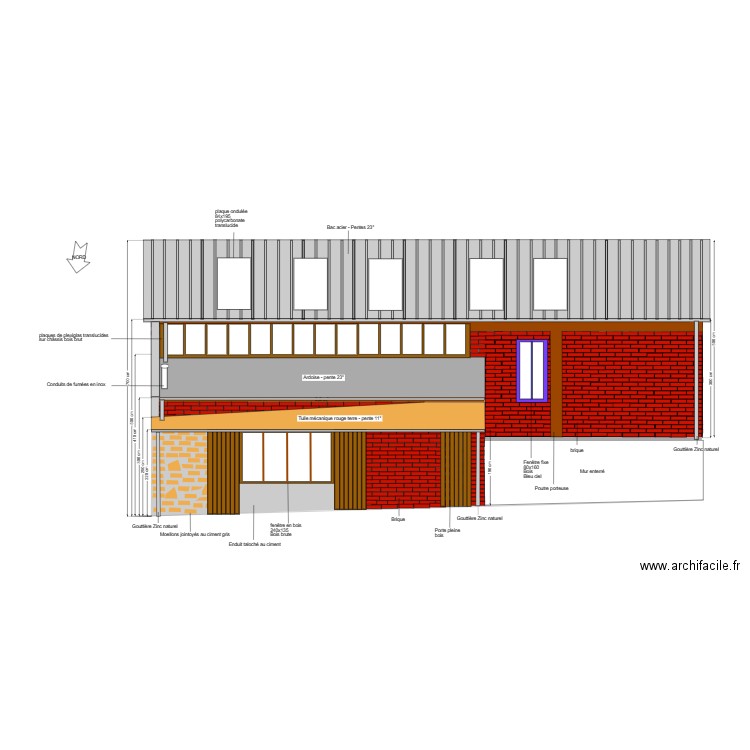 PC5 - façade coté cour - avant. Plan de 0 pièce et 0 m2