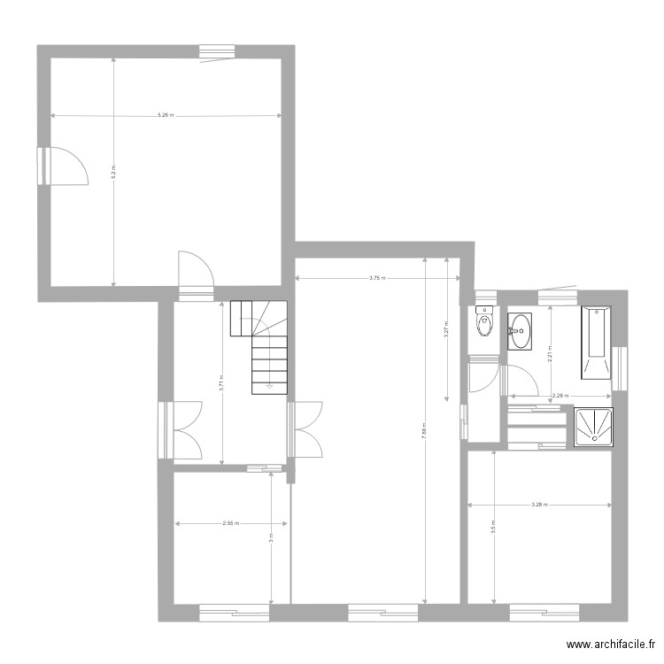 LOCTUDY RDC Finalisé. Plan de 3 pièces et 28 m2