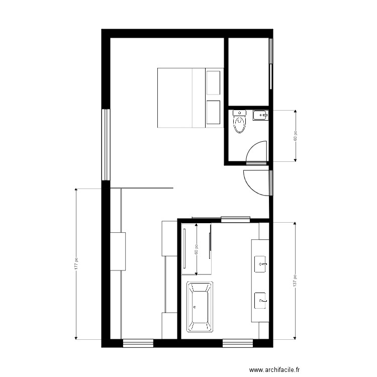 Roy suite 3. Plan de 4 pièces et 41 m2