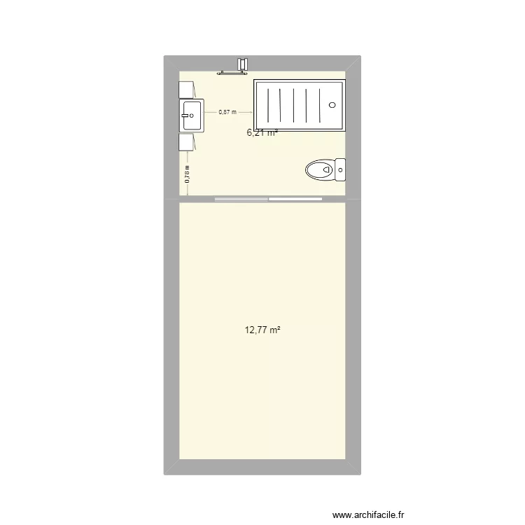 salle de bain FLo. Plan de 2  et 19 m²