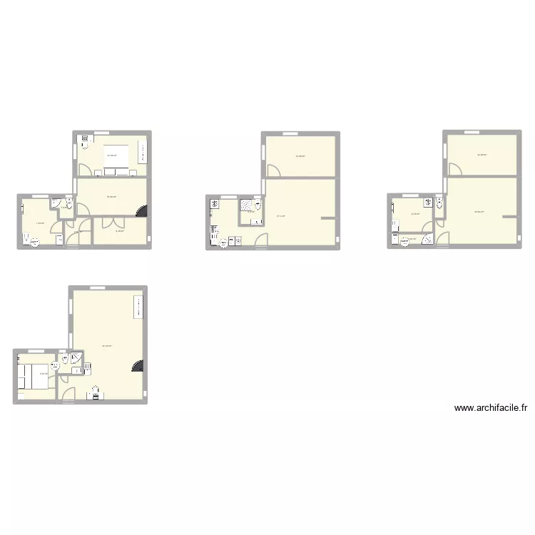 Existant am&eacute;lior&eacute;. Plan de 15  et 166 m²