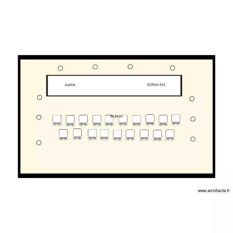AMENAGEMENT SALLE CENTRALE. Plan de 1  et 61 m²