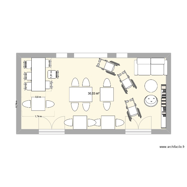 lowcal. Plan de 1 pièce et 30 m2