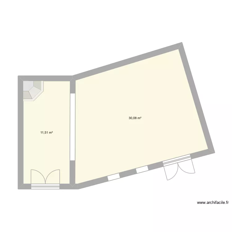 bureau/salle de jeux. Plan de 2 pièces et 42 m² bureau/salle de jeux. Plan de 2 pièces et 42 m²