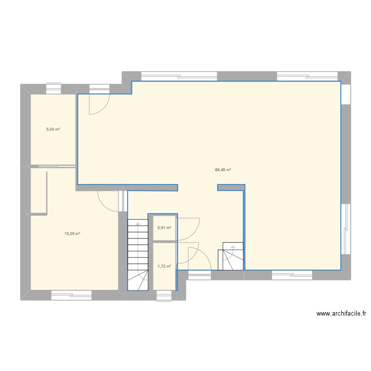 Antoine BISIAU . Plan de 5 pièces et 89 m2