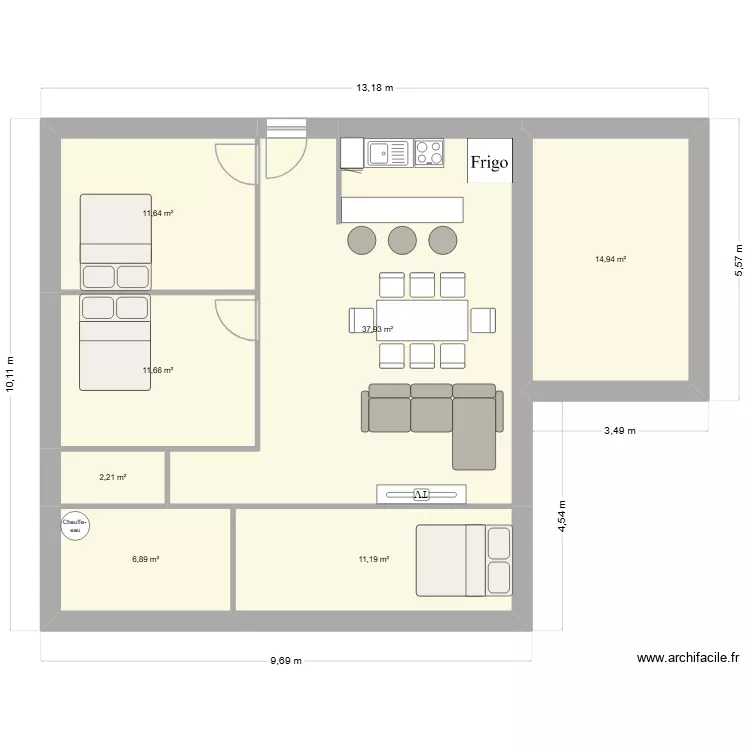 MAISON ANGLE. Plan de 7 et 96 m² MAISON ANGLE. Plan de 7 et 96 m²