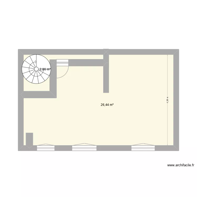 studio 1er &eacute;tage. Plan de 2  et 29 m²
